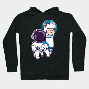 Cute Astronaut With Llama Astronaut Cartoon Hoodie